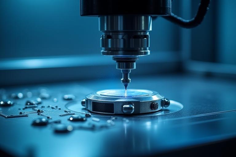 CNC machine cutting a watch case